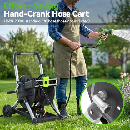 Upgrade Garden Hose Reel Cart, Holds 200 Ft 5/8" Hose With Wheels - size: 200 FT