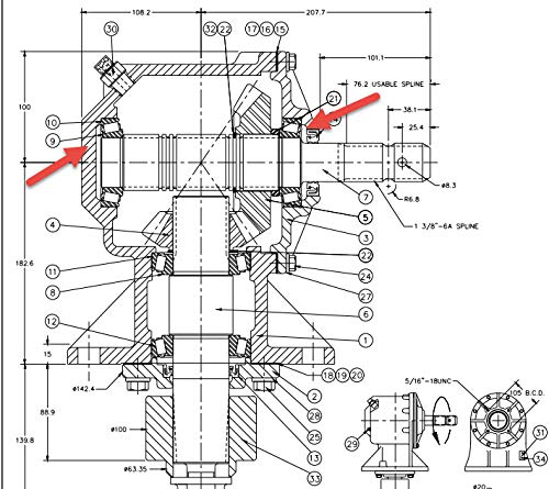 Input Bearing & Race for Land Pride Gearboxes Code 050012 & /050013