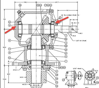 Input Bearing & Race for Land Pride Gearboxes Code 050012 & /050013