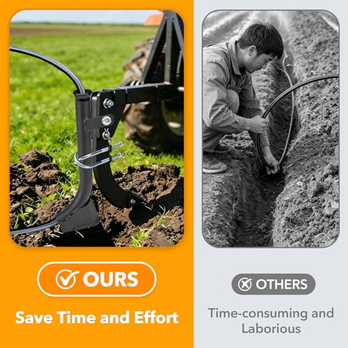 Pipe Layer Attachment for Hitch Mounted Ripper, Flexible Pipe Laying Tool for 3-Point Subsoiler Trencher, Fits ATV UTV Tractor, Max 1.37" Diameter