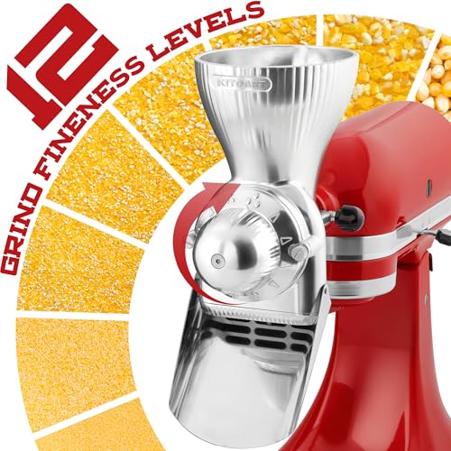 KITOART All Metal Grain Mill Attachment for Kitchenaid Stand Mixers - color: New Upgrades