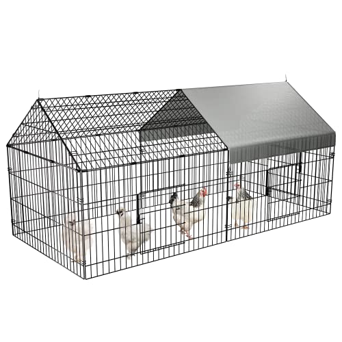 Chicken Coop, 86"x40"x40" Chicken Run Pen with Cover for Yard - size: 86.0"L x 40.0"W x 38.5"H