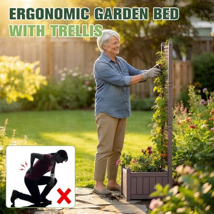 Devoko Raised Garden Bed with Trellis, Plastic Elevated Planter Box - size: Raised Bed with Trellis