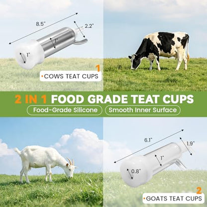 2-in-1 7L Goat Milking Machine, Electric Vacuum Pulsation Milker