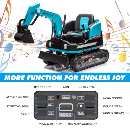 JOYLDIAS 360 Degree Rotating Ride On Excavator and Bulldozer - color: Blue