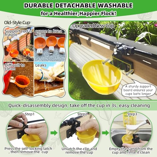 Automatic Chicken Water System, Complete Set with Large Water Cup,Pipeline - size: 6Cups