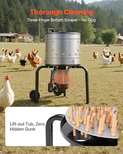 VEVOR Chicken Plucker Machine 15.7 in 550W Electric Chicken Plucking - style: 3 Legs & 15.7 Inch
