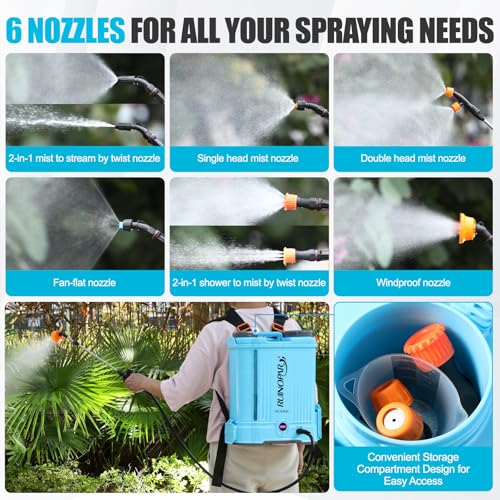 4 Gallon Battery Powered Backpack Sprayer with Auto-Mixing, Compatible with Makita 18V Battery, Dual 21V 2.6Ah Battery, 2 Spray Wands (Stainless & Fiberglass), 100 PSI Garden Sprayer for Lawn Care