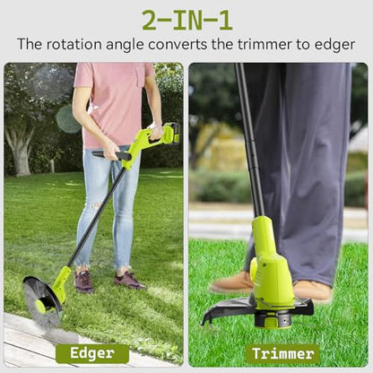 21V String Trimmer Cordless with 2 3.0Ah Battery, 2 in 1 Trimmer Edger Lawn