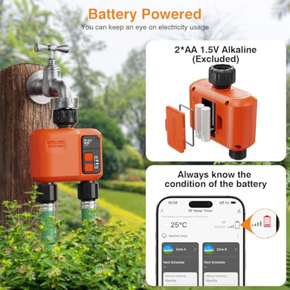 WiFi Sprinkler Timer 2 Zone, Smart Water Timer for Garden Hose Irrigation - style: 2 Outlet