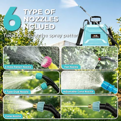 Battery Powered Sprayer 2 Gallon Powerful Electric Weed Sprayer Pump Garden