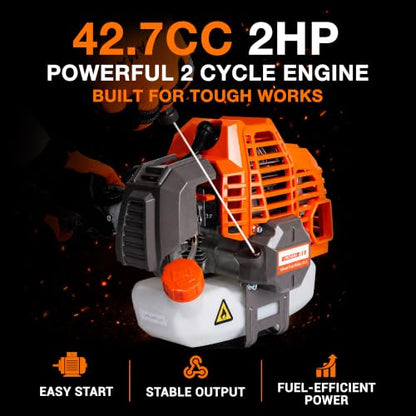 PROYAMA 42.7cc 3 in 1 Gas Powered Weed Eater Wacker Brush Cutter Trimmer - size: 42.7cc