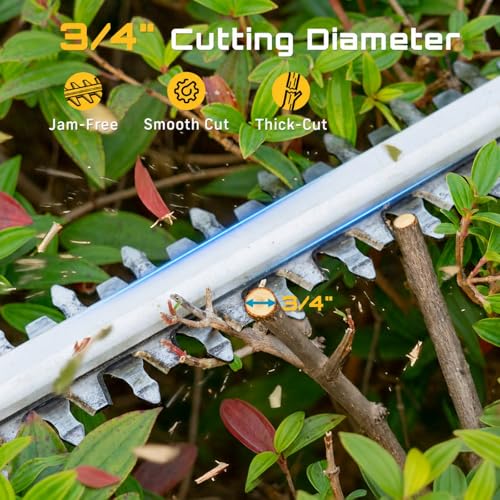 SEESII 20" Hedge Trimmer Cordless with 2× 4.0Ah Battery, Lightweight Design - color: Blue