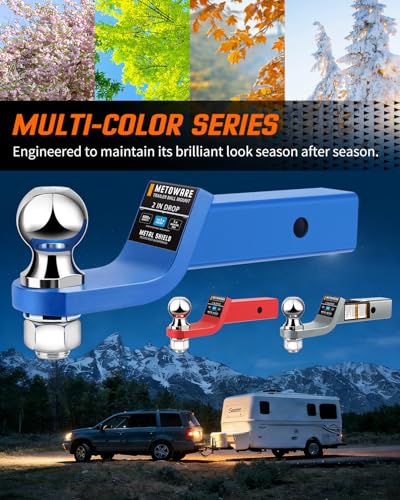 METOWARE Trailer Hitch Ball Mount 2" Drop Fits 2" Receiver, 6000Lbs GTW - color: Blue, size: 2" Drop