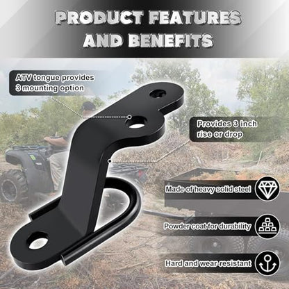 Three-Way Hitch Attachments Fit for ATV/UTV Type Trailers Universal 3-Way Hitch ATV Attachment