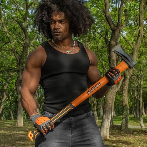 KSEIBI 36-Inch Splitting Axe - Forged Carbon Steel, Wood Splitter & Kindling Axe for Chopping, Heavy-Duty Maul with Ergonomic Fiberglass Handle, Shock Reduction, Anti-Slip Grip - style: 36-inch Splitting Axe