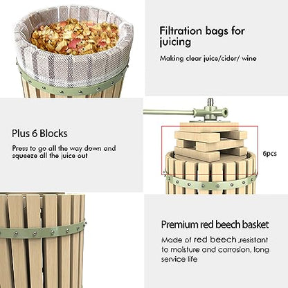 Fruit Wine Press and Crusher,100% Nature Apple&Grape&Berries Crusher Manual Juice Maker for Kitchen