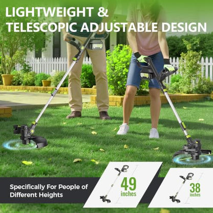 14-Inch Electric Weed Wacker with Dual Line Auto Feed, 4.0Ah Battery