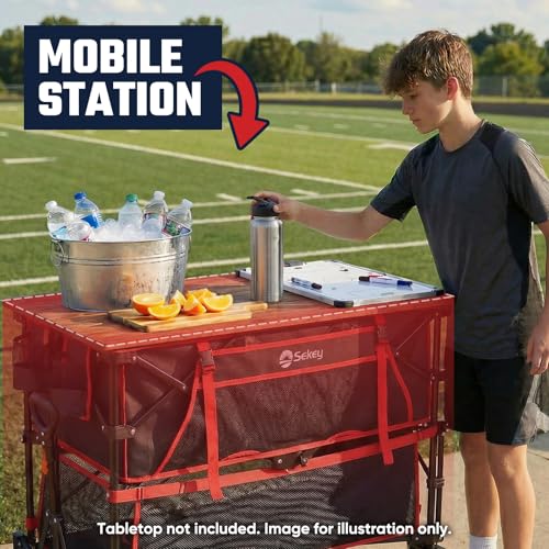 Sekey 400L Double-Decker Wagon, 500 lb Capacity, 50 in Extender - color: Red
