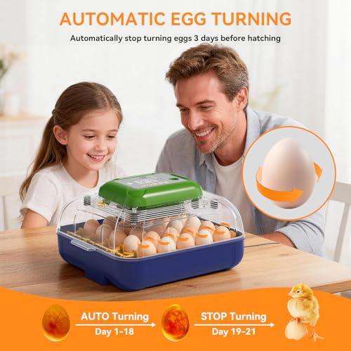 25 Egg Incubators for Hatching Eggs with Automatic Turner, Digital Temperature & Humidity Control, Built-in Egg Candler, External Water Refill, for Hatching Chicken, Duck,Goose, Home, School Use