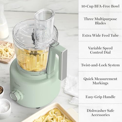 Martha Stewart 10 Cup Food Processor & Electric Chopper, One Touch Pulse - color: Honeydew Green