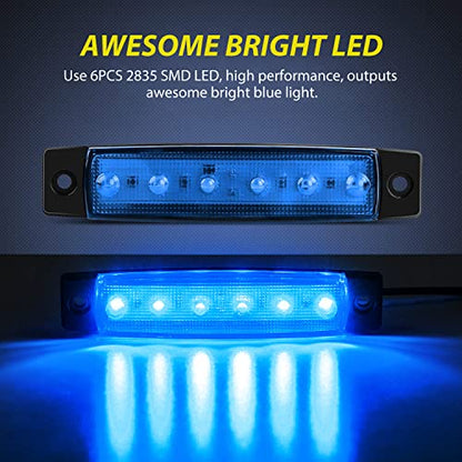 Nilight 10PCS 3.8" 6 LED Blue Indicator Side Marker Light - color: 3.8" Blue 10Pcs