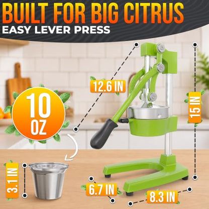 Cast Iron Juicer Hand Press, Heavy-Duty Squeezer (Green) - color: Green