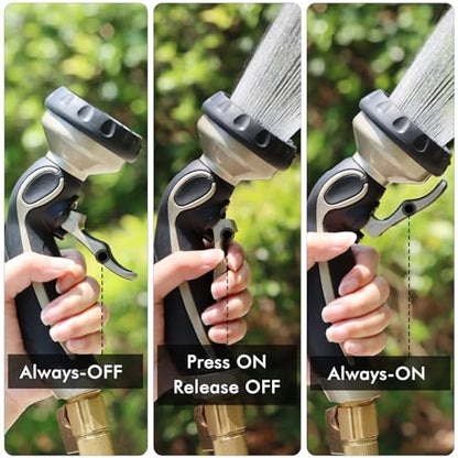 RESTMO Hose Nozzle with Easy Self-Lock Trigger, Heavy Duty Water Sprayer - color: Bronze