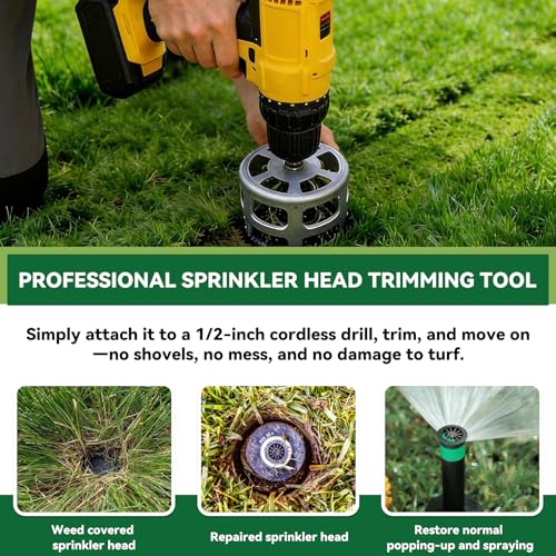 2.75" Sprinkler Head Trimmer for 1/2" Cordless Drills, Stainless Steel