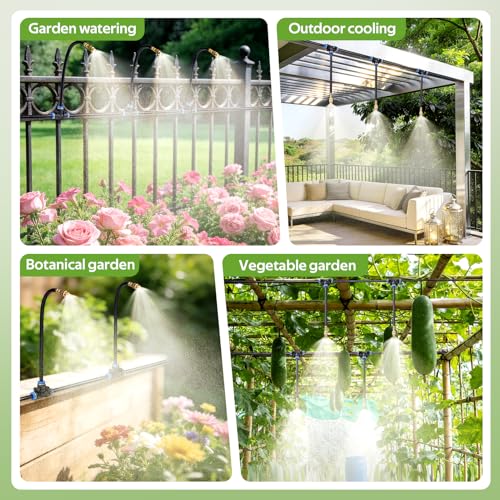 HIRALIY 100FT Misting Irrigation Kit - size: 100FT