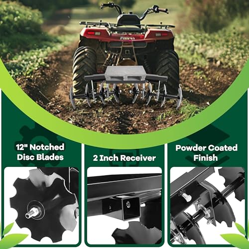 KUAFU 54" Cut Width Disc Plow Harrow 2 Inch Receiver for ATV UTV Pull