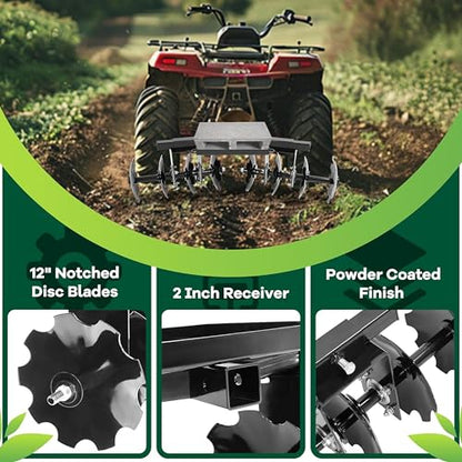KUAFU 54" Cut Width Disc Plow Harrow 2 Inch Receiver for ATV UTV Pull