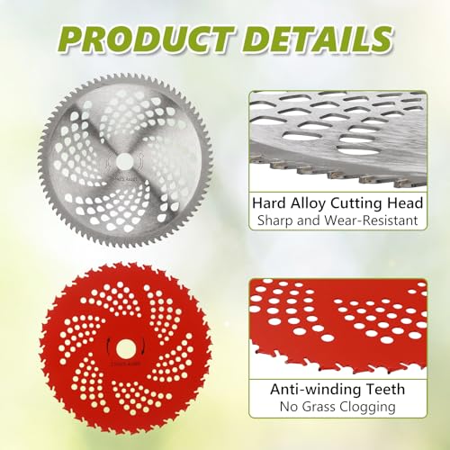 9" x 36 Teeth Carbide Tipped Brush Cutter Blades - color: Red+Silvery