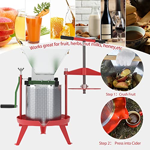 Fruit Wine Press and Crusher,100% Nature Apple&Grape&Berries Crusher Manual Juice Maker for Kitchen