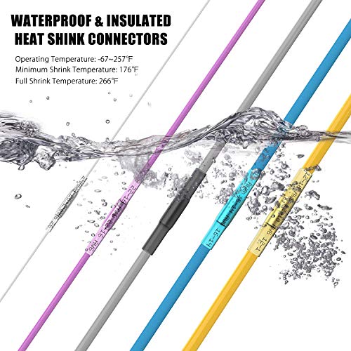 100PCS Heat Shrink Butt Wire Connectors 16-14 AWG, Insulated Waterproof Electrical Wire Connectors Automotive Marine Grade Wire Crimp Terminals Butt Splices, Ideal for Boat, Truck, Blue - size: 16-14 AWG - Blue 100 PCS