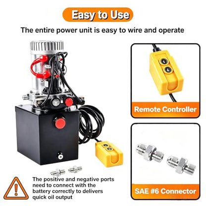 12V Hydraulic Power Unit Pump, 4 Quart Double Acting - color: Double Acting, size: 4 Quart
