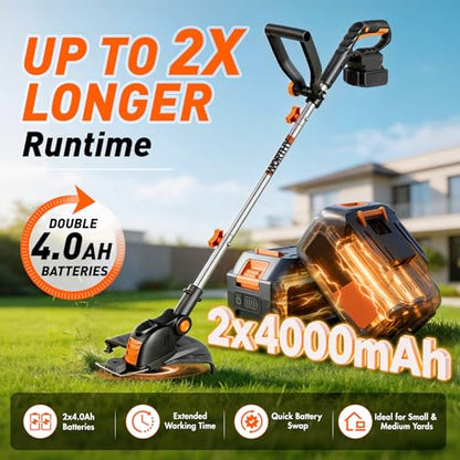 Weed Wacker Eater Electric String Trimmer Battery Powered Lawn Trimmer - color: black and orange