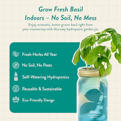 Modern Sprout Hydroponic Grow + Harvest Bundle - color: Basil Garden Jar + Sage Shears
