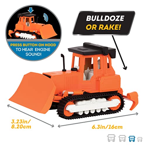 Driven by Battat Bulldozer Toy, 1:24 Scale with Sound, Orange, Trucks - style: Bulldozer