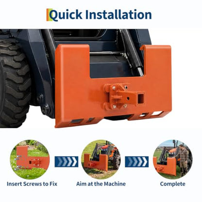 Garvee 3/8" Skid Steer Attachment Plate, 2" Removable Receiver, Orange - color: Orange