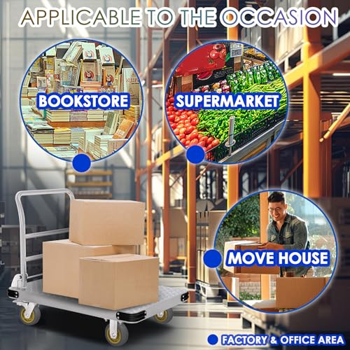 2000 lbs Heavy Duty Platform Truck, Steel Flatbed Cart with Brake Wheels - color: 2000lbs