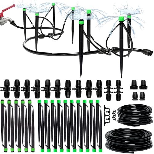 CARPATHEN Drip Irrigation System Kit for Garden Watering, Sprinkler, 100 ft - size: Barbed Fitting 100 feet