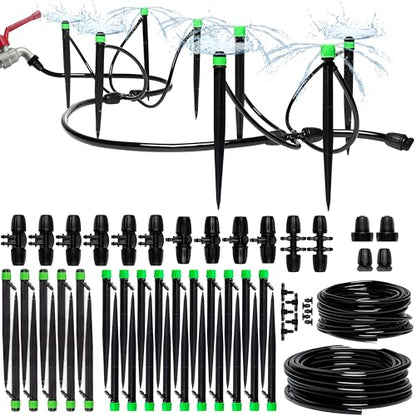 CARPATHEN Drip Irrigation System Kit for Garden Watering, Sprinkler, 100 ft - size: Barbed Fitting 100 feet