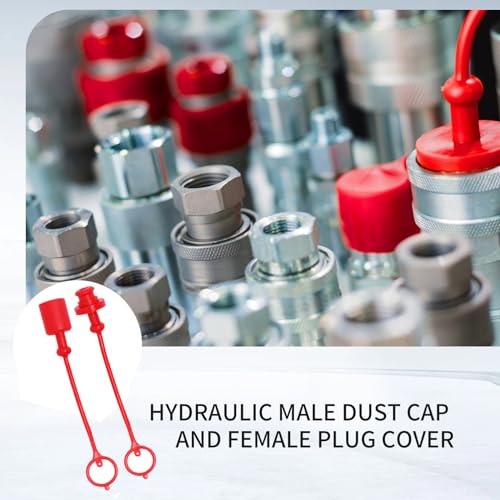 1/4" ISO5675 Hydraulic Coupling Dust Cap and Plug,Red Rubber Male Dust Cap and Female Plug Covers for Hydraulic Quick Coupler 4set - size: 0.25 Inch, style: ISO5675
