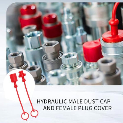1/4" ISO5675 Hydraulic Coupling Dust Cap and Plug,Red Rubber Male Dust Cap and Female Plug Covers for Hydraulic Quick Coupler 4set - size: 0.25 Inch, style: ISO5675