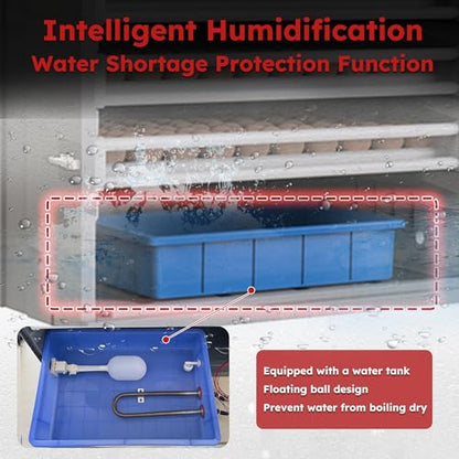400 Egg Incubator, Automatic Egg Turner with Digital Temp Humidity Control, Commercial Poultry Hatcher Machine for Chicken Duck Goose Quail Eggs