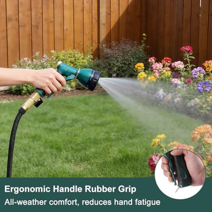 FANHAO 8 Spray Patterns Metal Garden Hose Nozzle with Hands-Free Lock - color: Green