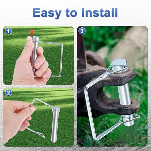 M METERXITY 4-Pack Trailer Coupler Pin, 0.24" Diameter 1.97" Long Carbon Steel Galvanized Square Lock Wire Hitch Pins for Farm Trailers/Lawn Mowers/Garden, Coupler PTO Shaft - size: 0.24"D x 1.97"L