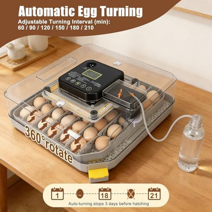 Series IV - 48 Egg Professional Incubator for Breeders, Automatic Sensor-Based Precise Humidity & Temp Control, Adjustable Spacing, Auto Turn & Auto Stop, Preset Incubation Days, Chick Separator - size: 48-Egg Gray