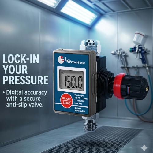 LE LEMATEC Digital Air Regulator for HVLP Paint & Spray Gun - style: Locking Valve Version